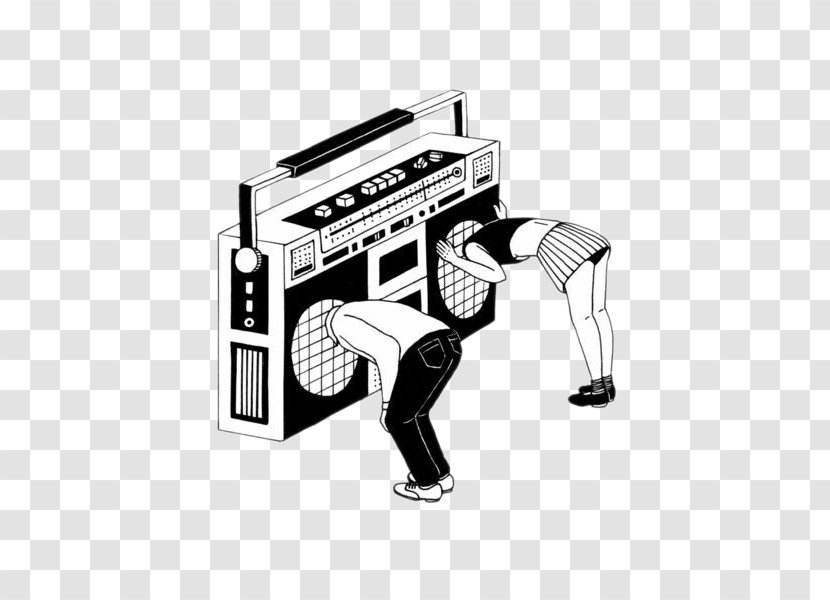 Drawing Illustrator Black And White Art Illustration - Head Into The Radio People Transparent PNG