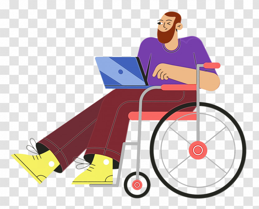 Cartoon Wheelchair Angle Line Furniture Transparent PNG