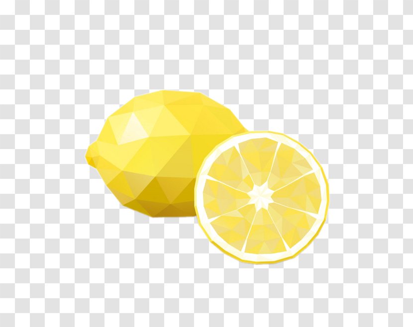 Lemon Auglis Geometry Illustration - Hand-painted Yellow Transparent PNG