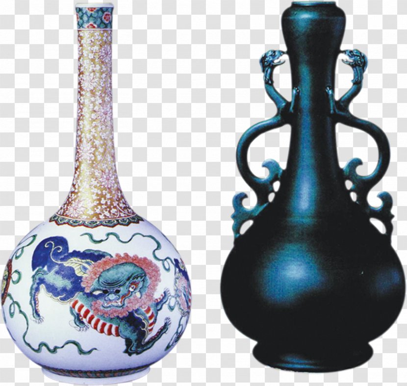 Porcelain Vase Ceramic Celadon Blue And White Pottery - Ink Brush - Retro Transparent PNG