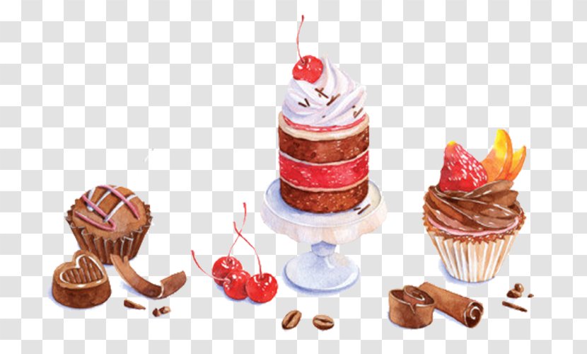 Chocolate Cake Cupcake Food Dessert Illustration - Decoupage Transparent PNG