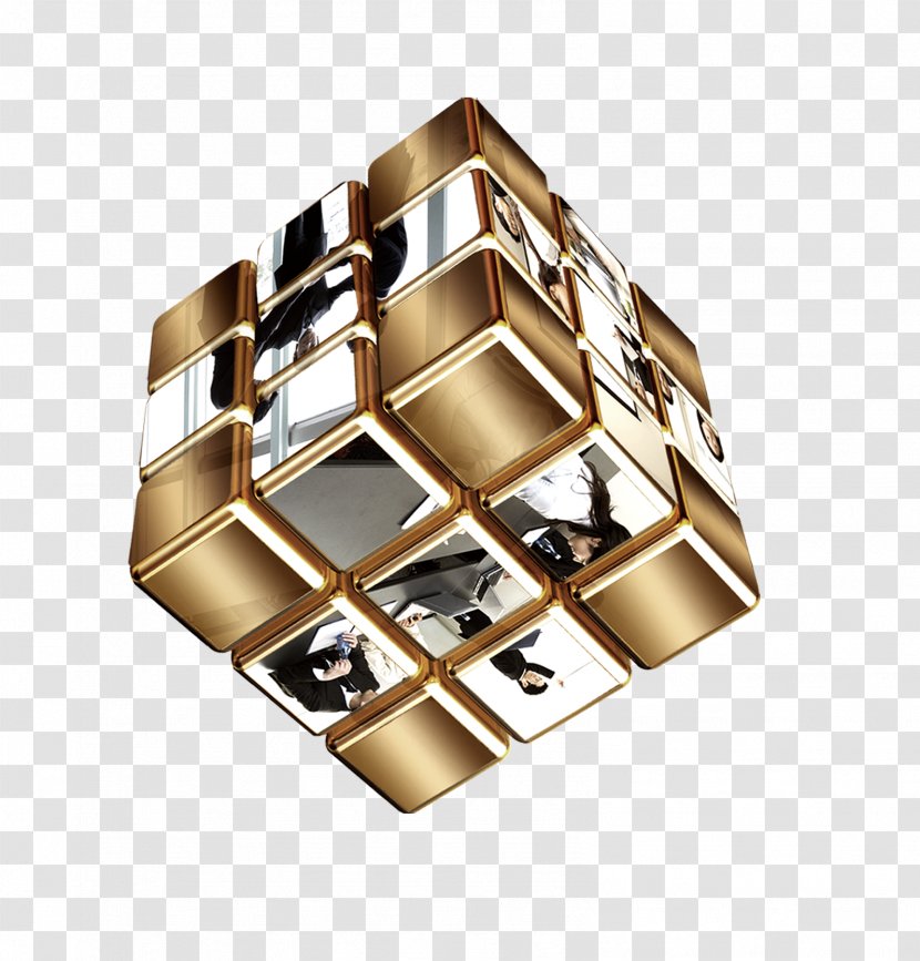 Download Rubiks Cube - Metal - Gold Creative Transparent PNG
