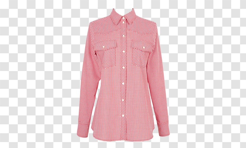 Blouse Plaid Sleeve Collar - Pink M - Button Transparent PNG