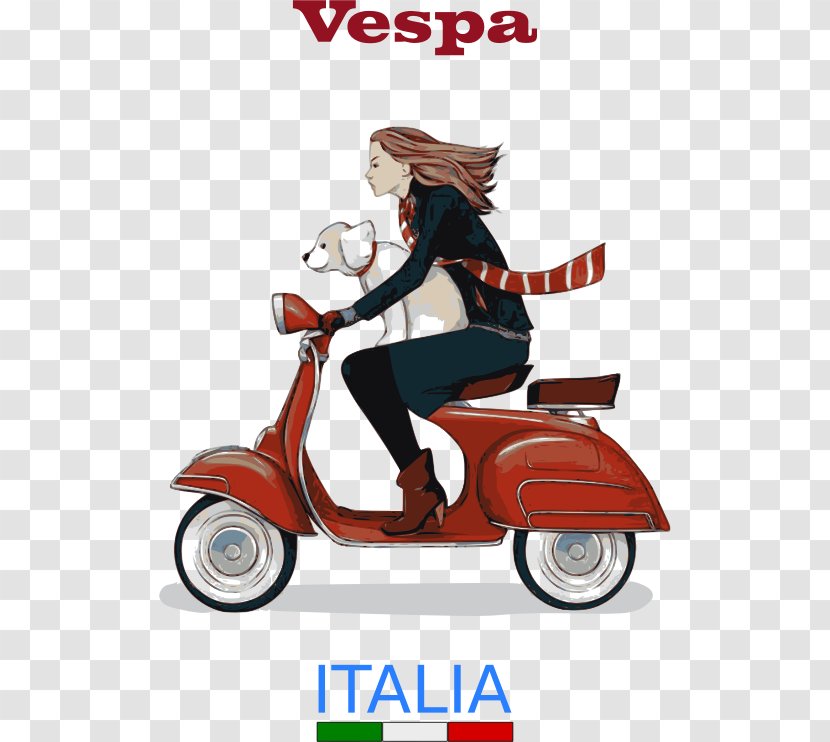 Scooter Vespa Motorcycle Clip Art - Vehicle Transparent PNG