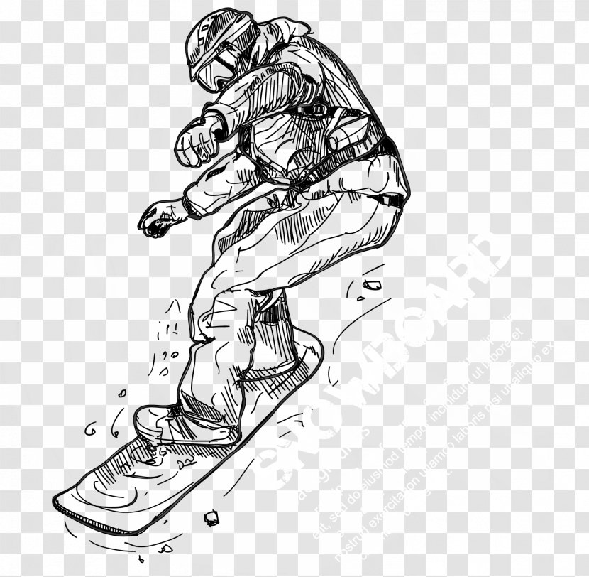 Black And White Sports Equipment Sketch - Sport - Skateboard Teenager Transparent PNG