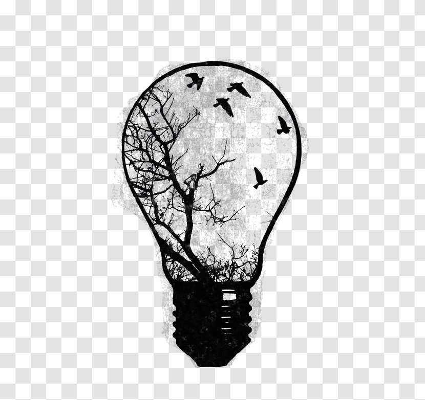 Incandescent Light Bulb Paper Drawing Tattoo - In A Tree Transparent PNG
