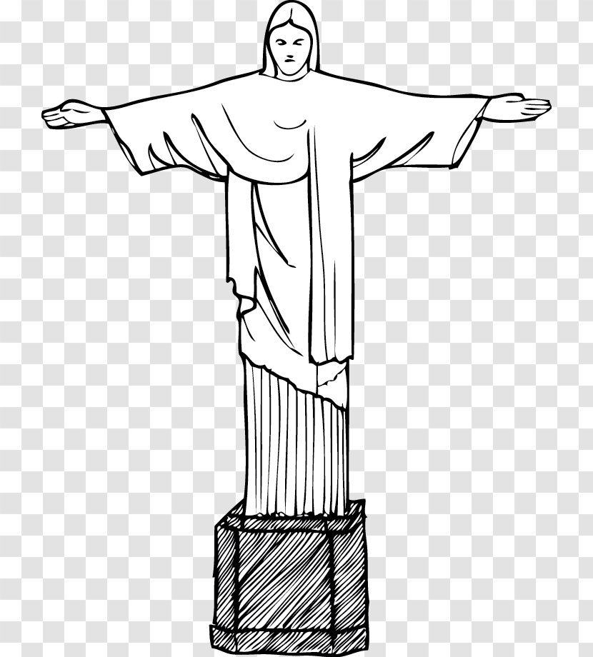 Christ The Redeemer Corcovado Clip Art - Silhouette - Hand-painted Artwork World Monuments Transparent PNG