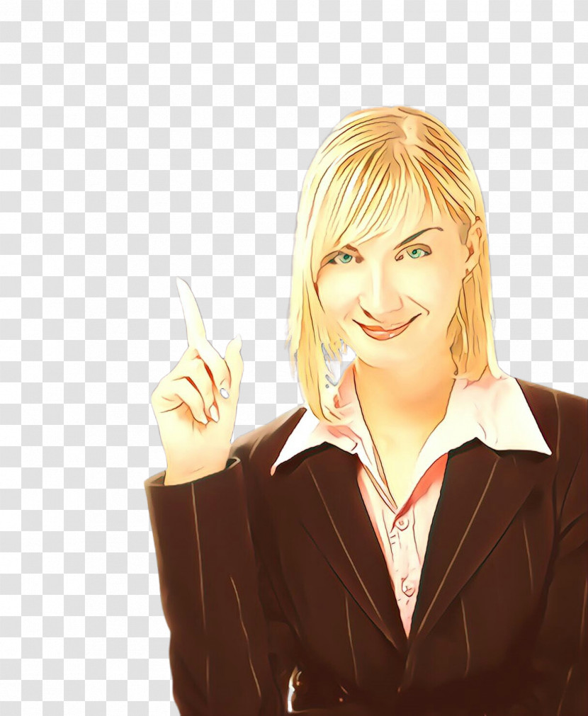 Cartoon Gesture Blond Finger Smile Transparent PNG