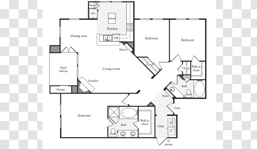 Arches At Park Cities Apartment West University Boulevard Floor Plan - Bed - Bath Tab Transparent PNG