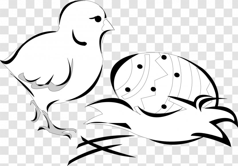 Black And White Chicken Easter Bunny Clip Art - Organism Transparent PNG
