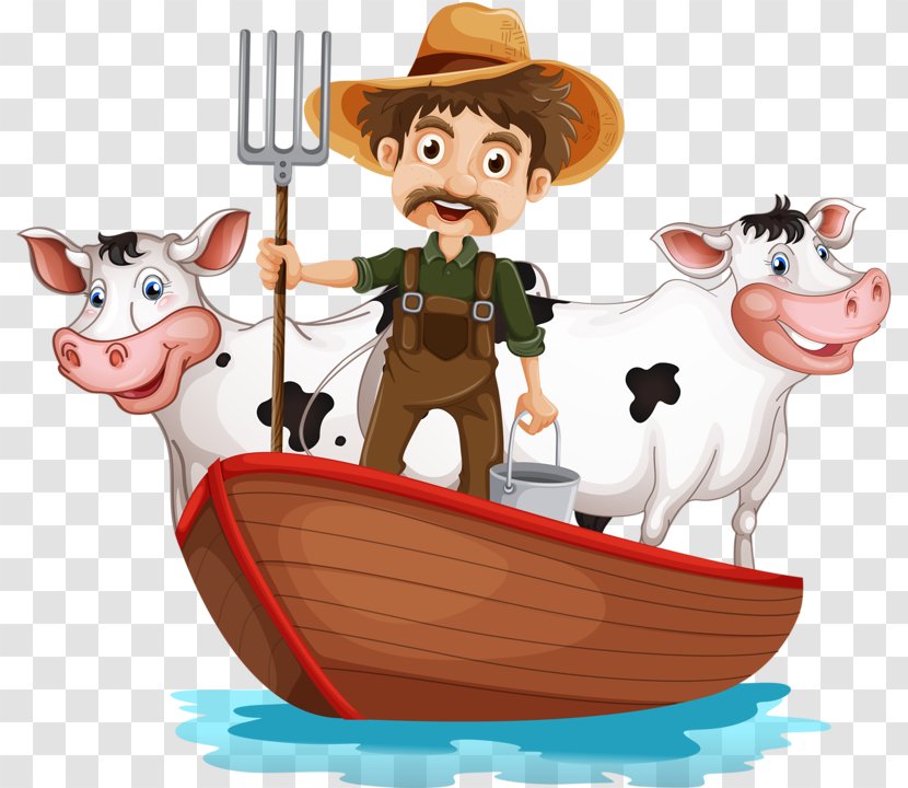 Taurine Cattle Farmer Milking - Petite Transparent PNG