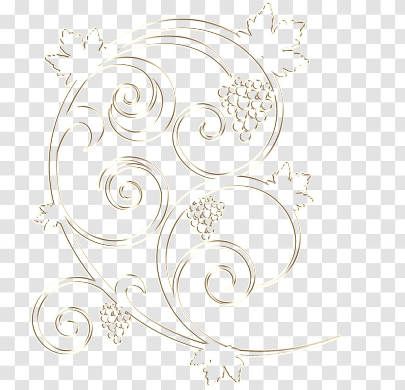 Flower Pattern Font Line Art - Black And White Transparent PNG