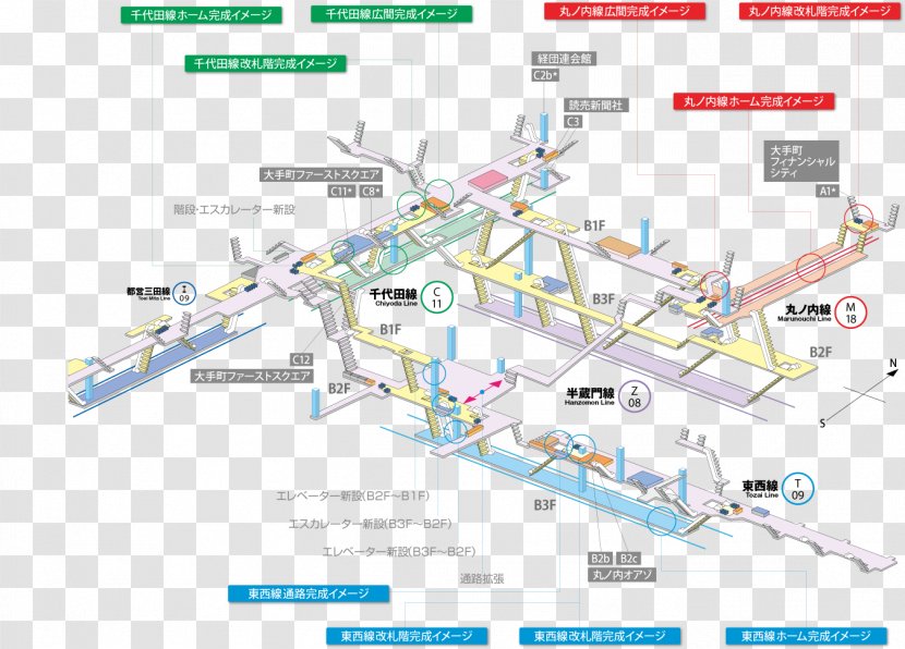 Ōtemachi Station Tokyo Metro Chiyoda Line Tōzai Imperial Palace Toei Mita - Marunouchi - Novation Transparent PNG