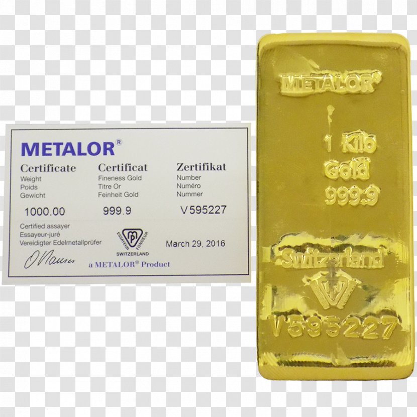 Gold Bar Bullion Kilogram Metalor Technologies SA Transparent PNG