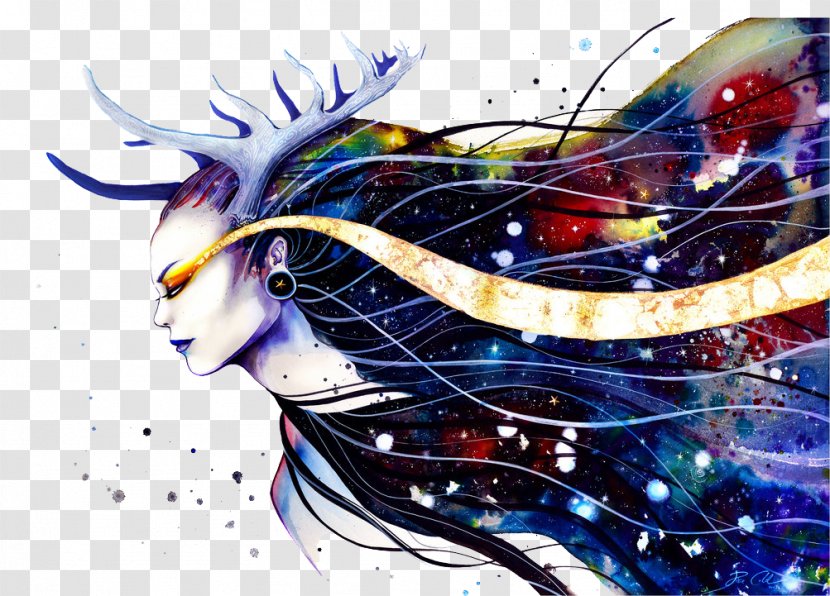 Visual Arts Drawing Watercolor Painting - Goddess Of The Milky Way Transparent PNG