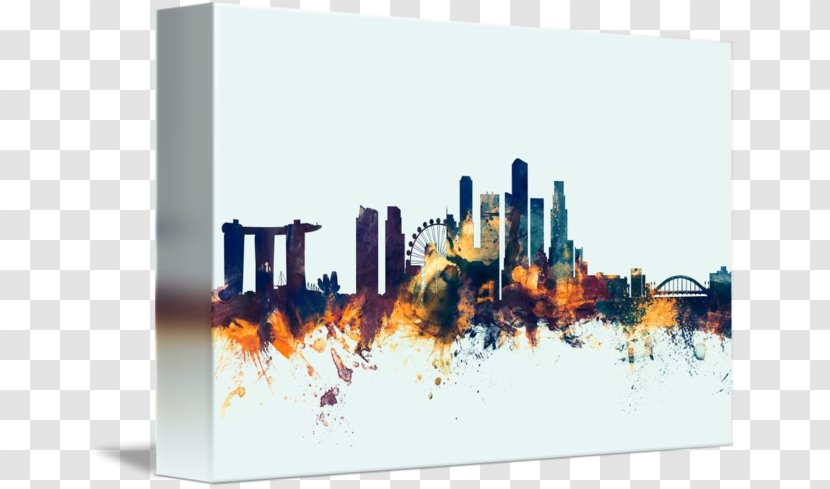 Canvas Print Art Gallery Wrap - Drawing - Singapore Skyline Transparent PNG