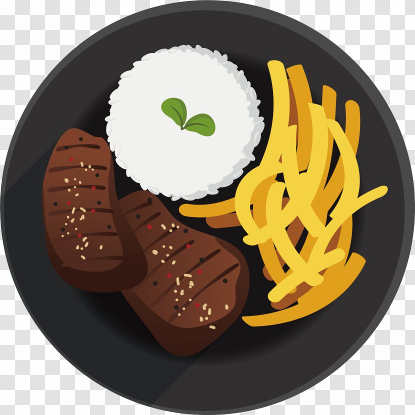 Hamburger Beefsteak Chicken Fried Steak French Fries - Animation - Vector Transparent PNG