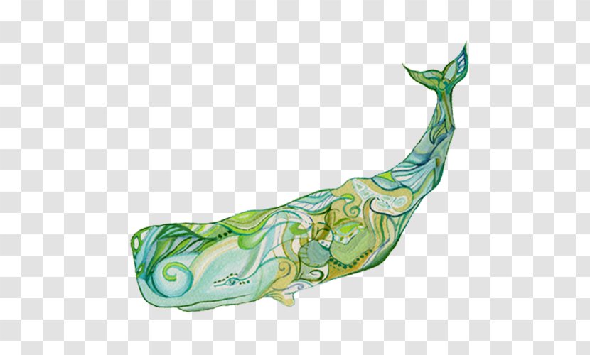 Right Whales Watercolor Painting Flipper Green - Whale - Lemon Transparent PNG