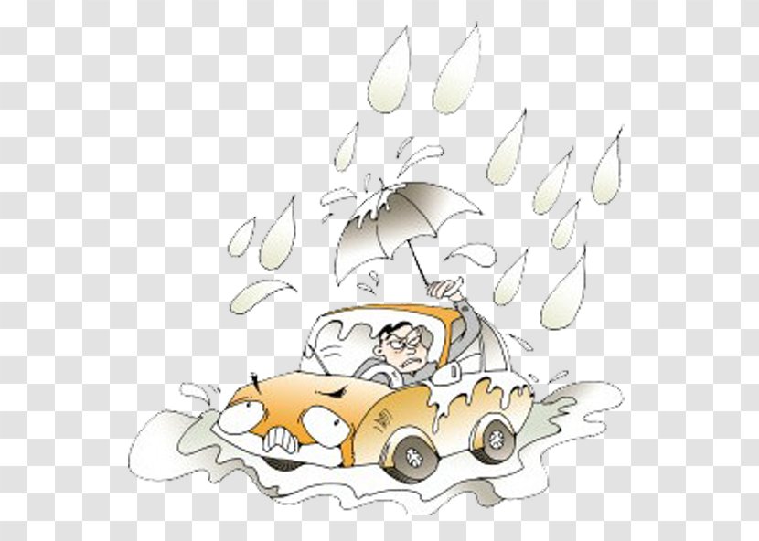 Cloudburst Thunderstorm Illustration - Summer - The Driver Of Umbrella In Wind Transparent PNG