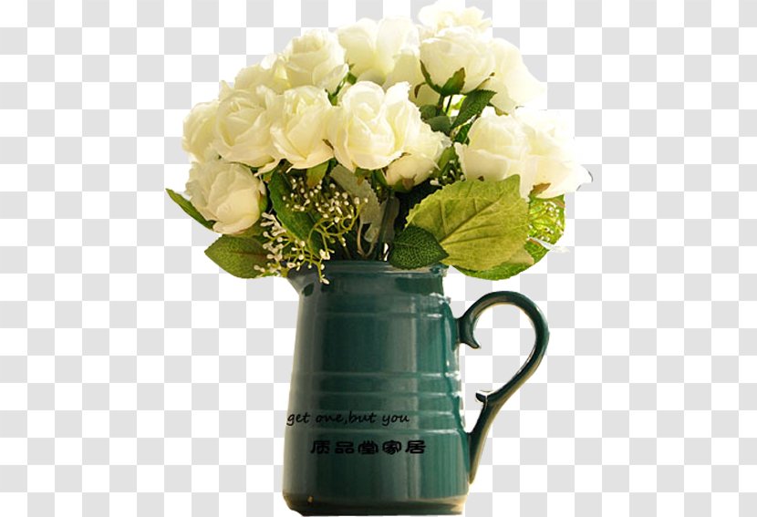 Garden Roses Flowerpot - Flower Arranging - White Arrangement Transparent PNG