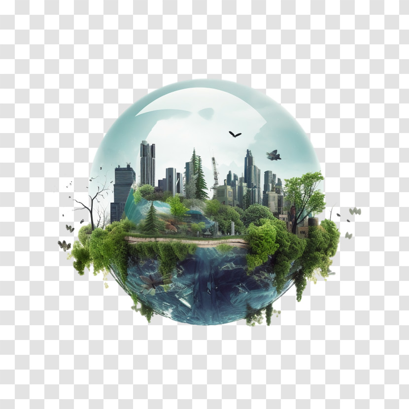 Environment - Eco-Friendly City Inside A Glass Globe Transparent PNG