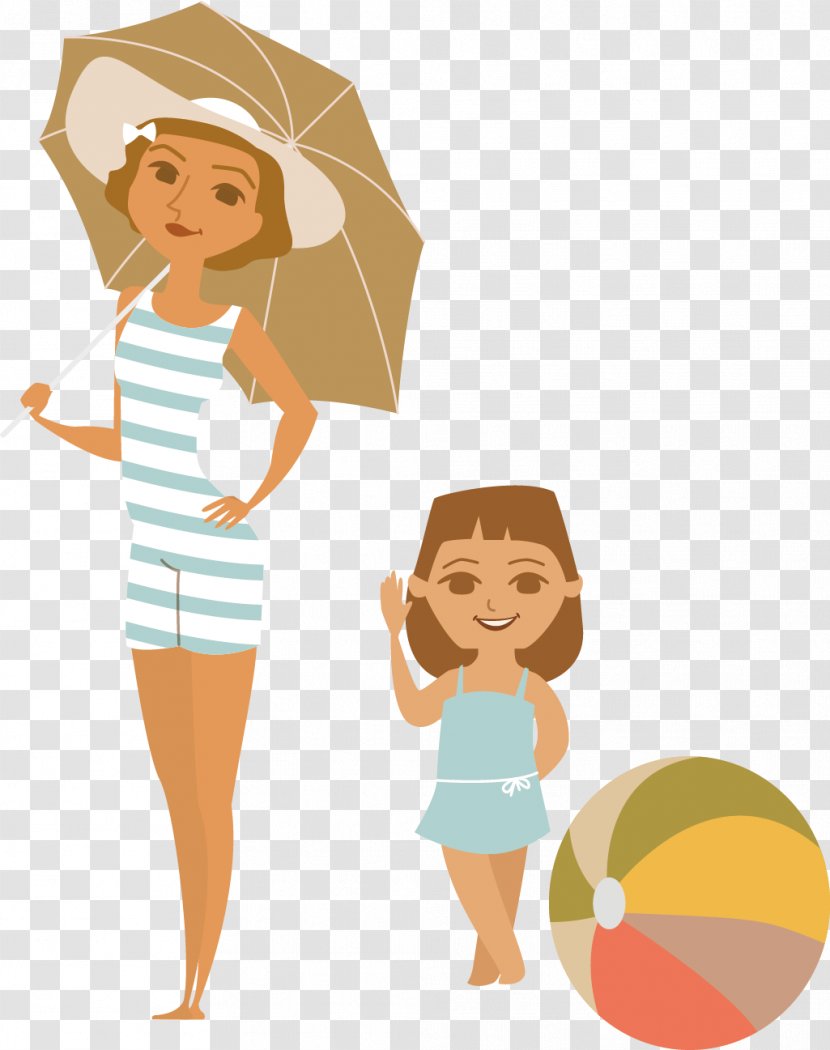 Clip Art - Frame - Parasol And Her Daughter Fashion Element Poster Transparent PNG