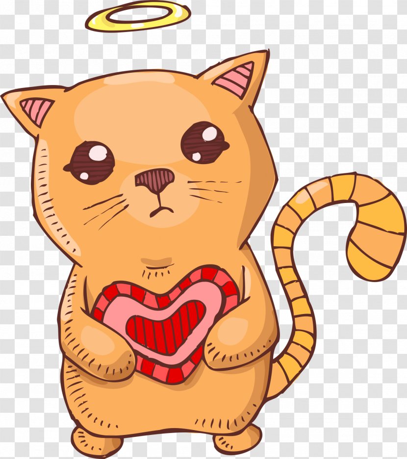 Cats Cartoon Illustration - Cat Like Mammal - Love Angel Transparent PNG