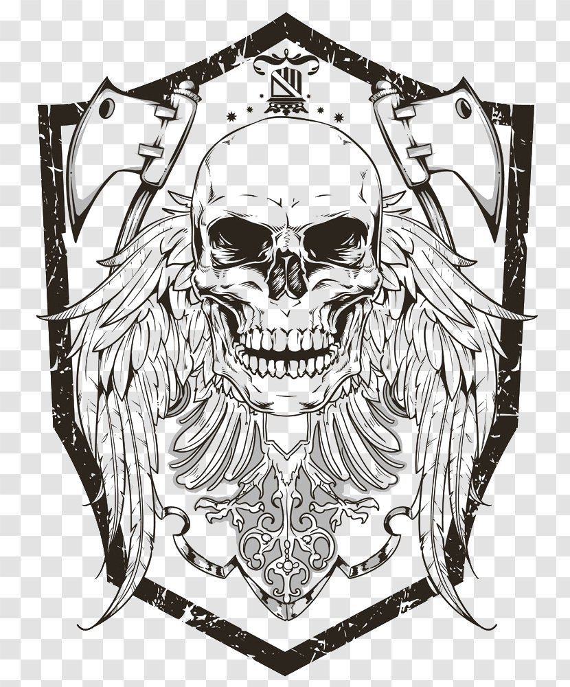 Human Skull Symbolism Royalty-free Illustration - Monochrome Photography - With Wings Transparent PNG