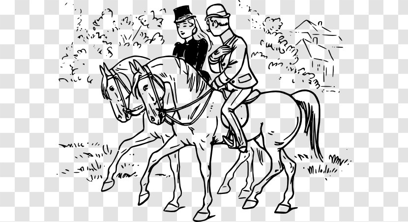 Riding Horse Equestrian Drawing Clip Art - Flower - Couple Driver Car Lovely Transparent PNG