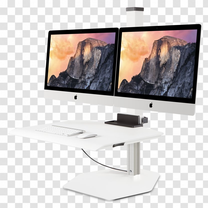 Sit-stand Desk IMac Standing Flat Display Mounting Interface - Imac Transparent PNG