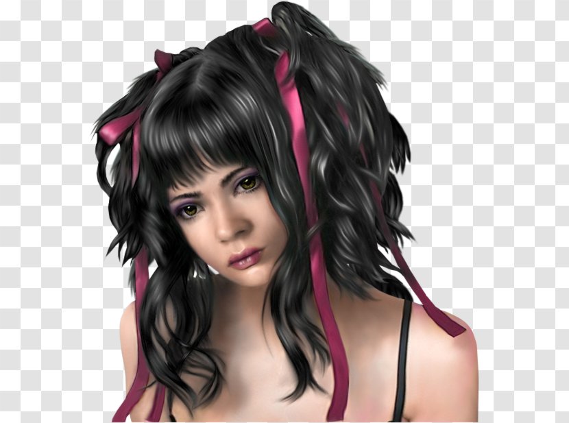 Black Hair Capelli Long Woman Coloring - Tree Transparent PNG