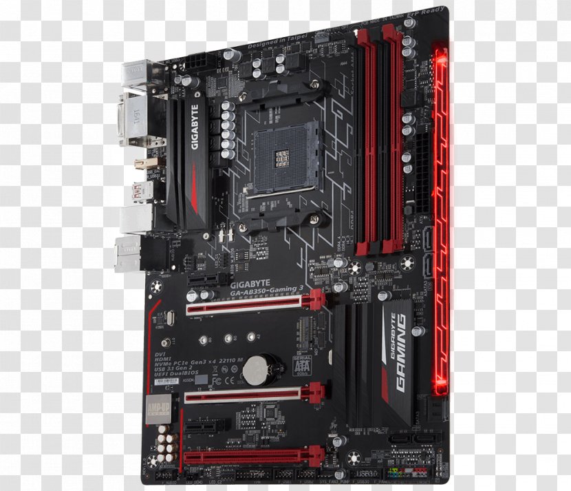 Socket AM4 ATX MSI B350 GAMING PLUS Motherboard - Electronic Device - Io Card Transparent PNG
