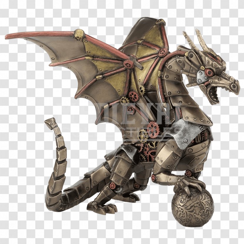 Steampunk Statue Dragon Sculpture Fantasy - Mechanical Female Form Transparent PNG