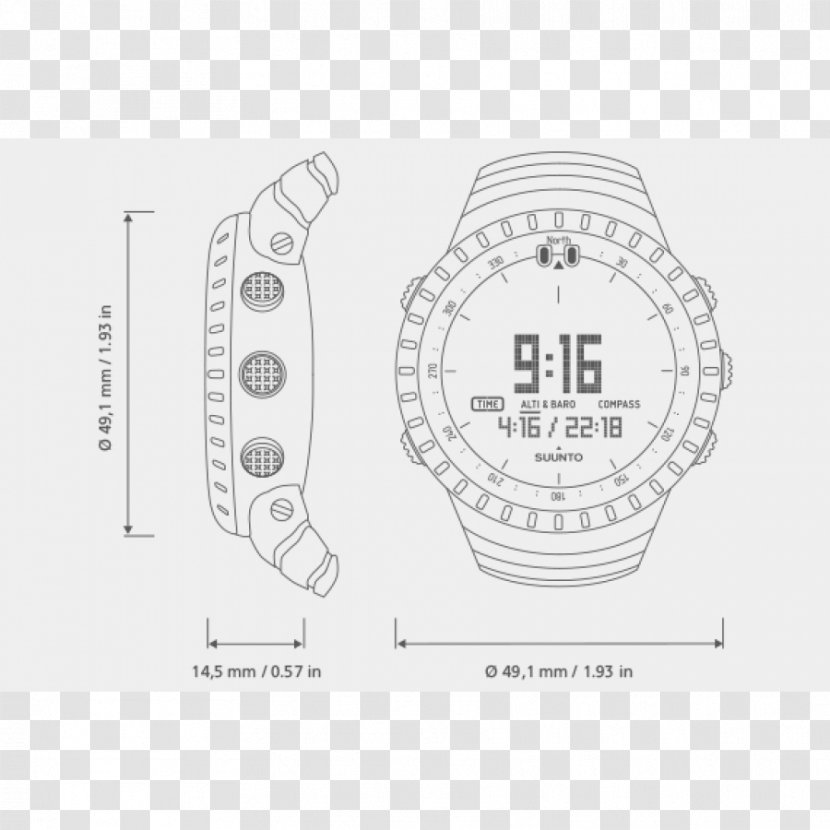 Altimeter Barometer Watch Suunto Oy Compass - Heart Transparent PNG