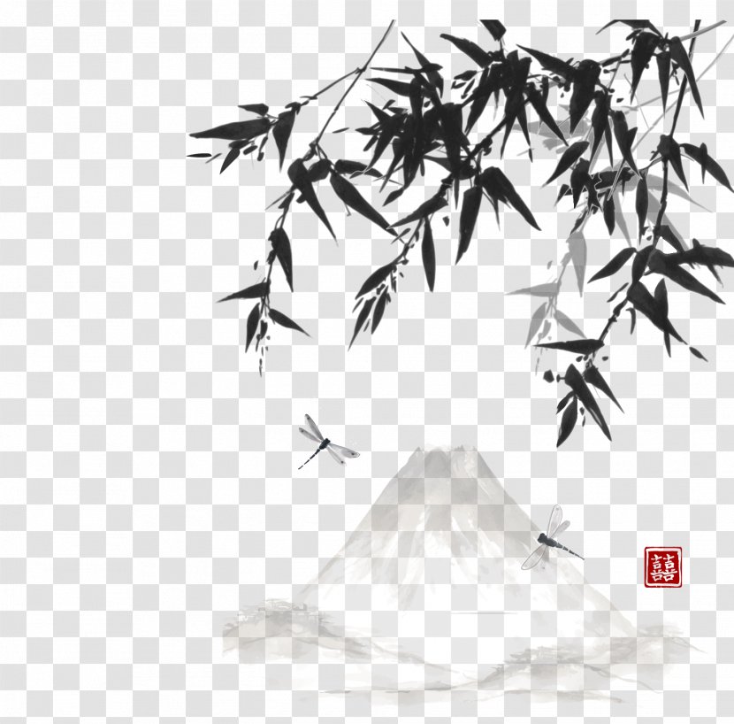 Japan Ink Wash Painting Landscape - Tree - Chinese Transparent PNG