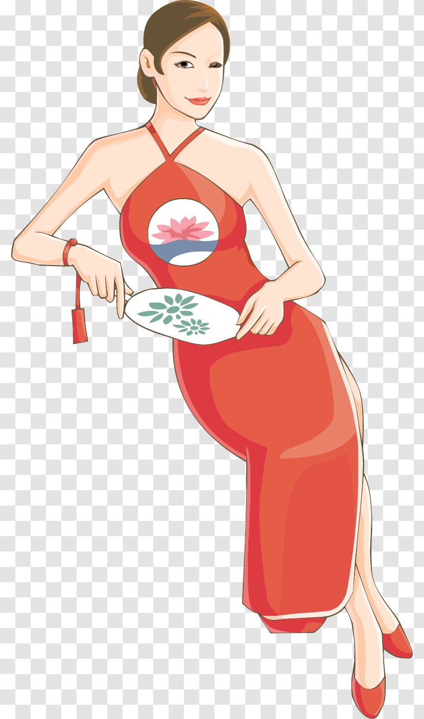 China Clip Art - Watercolor - Vector Hand-painted Costume Woman Transparent PNG