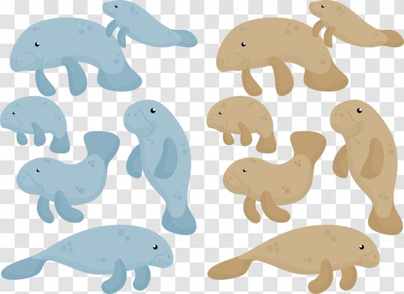 Sea Cows Steller's Cow Marine Mammal Euclidean Vector - Silhouette - Fish Transparent PNG