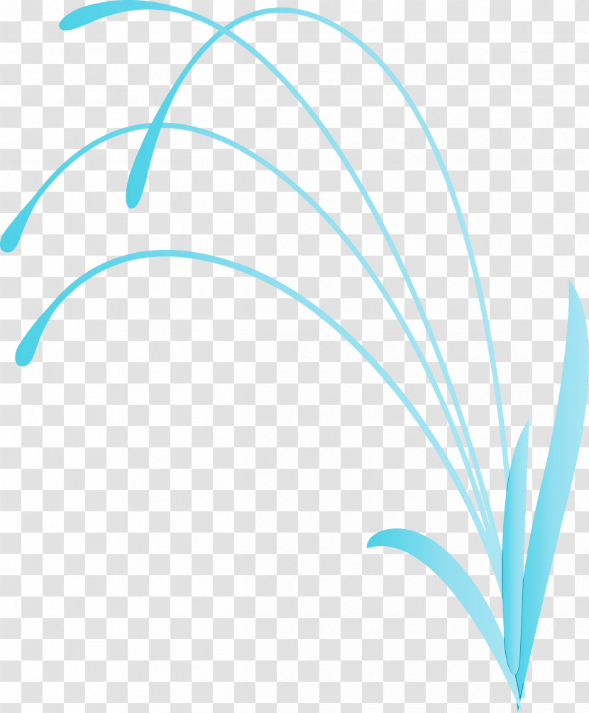 Aqua Turquoise Line Leaf Transparent PNG