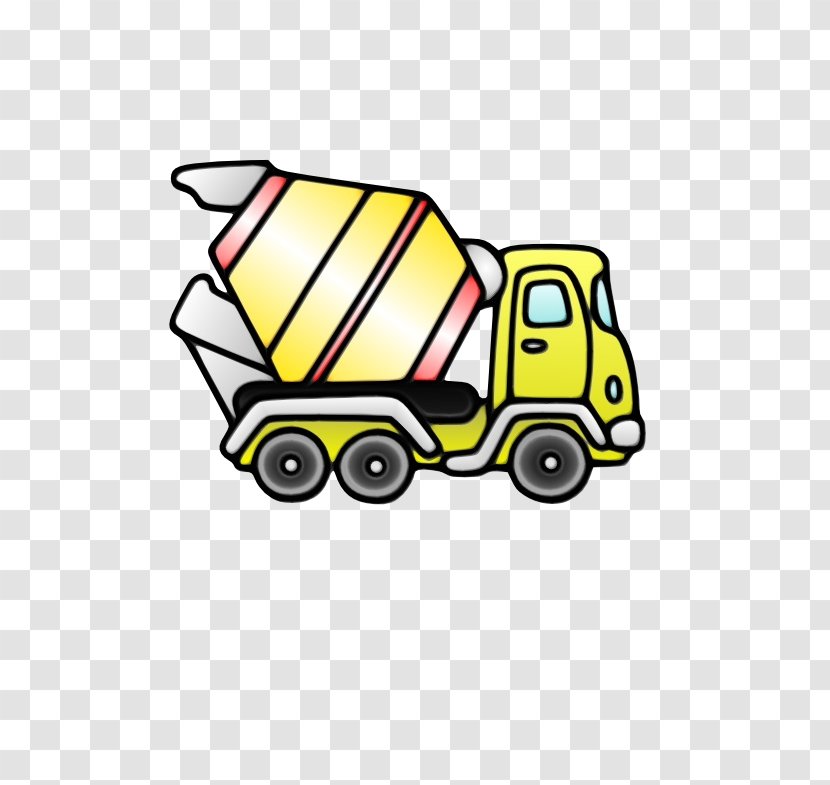 Motor Vehicle Mode Of Transport Yellow - Watercolor - Garbage Truck Automotive Design Transparent PNG