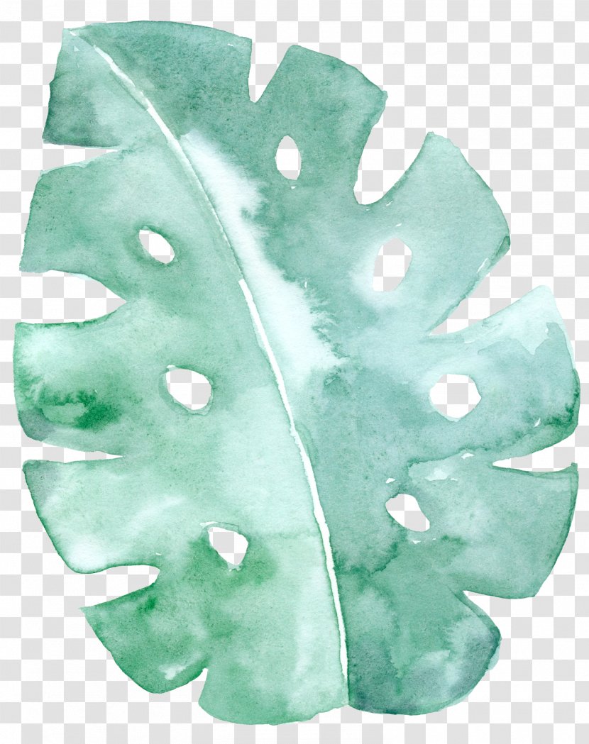 Watercolor Painting Leaf Clip Art - Canvas - Hand-painted Mint Green Leaves Transparent PNG