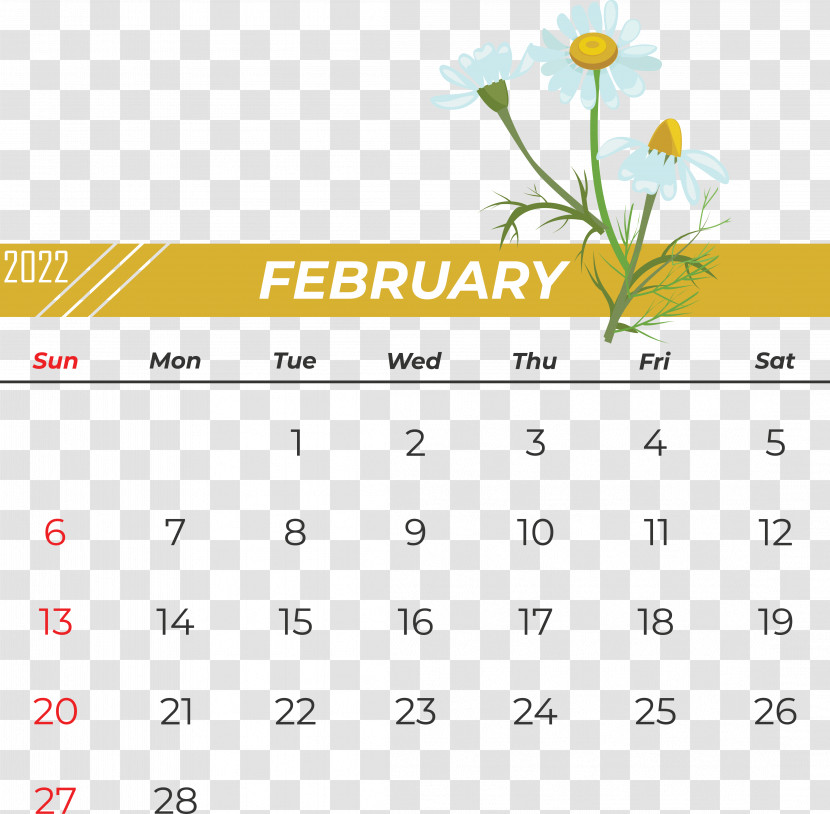 Yellow Line Calendar Font Flower Transparent PNG