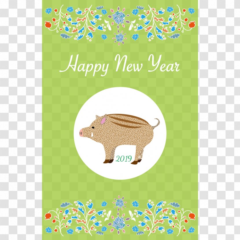 Wild Boar 0 Pig New Year Card - 2019 Transparent PNG