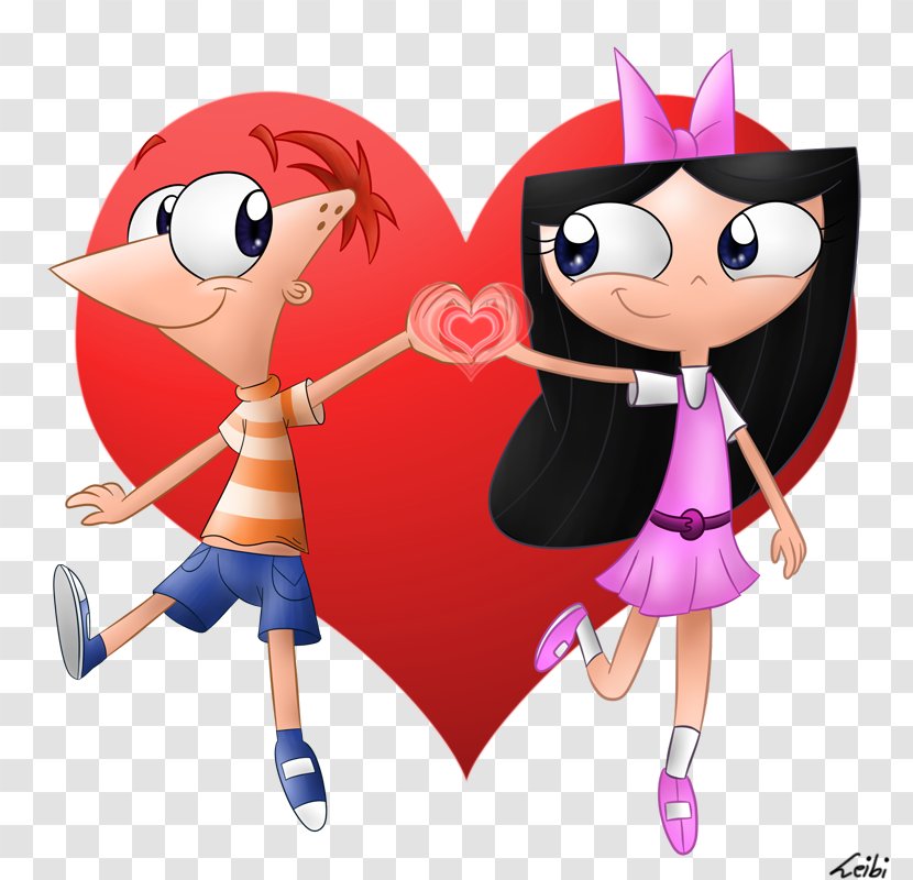 Isabella Garcia-Shapiro Phineas Flynn Candace Ferb Fletcher Vanessa Doofenshmirtz - Cartoon - Kissing Material Transparent PNG