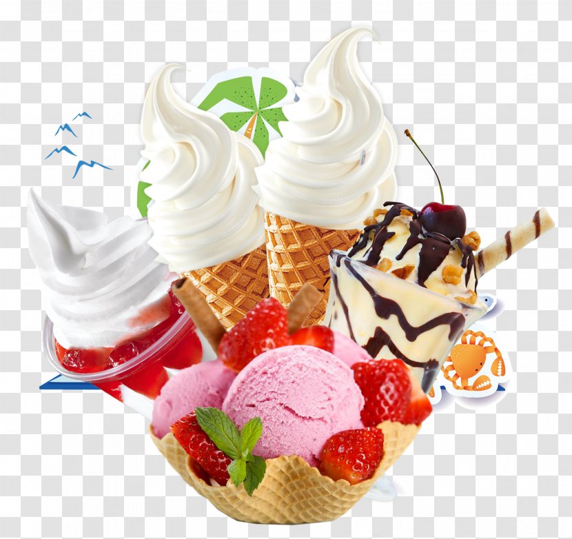 Ice Cream Sundae Gelato Frozen Yogurt - All Kinds Of Transparent PNG