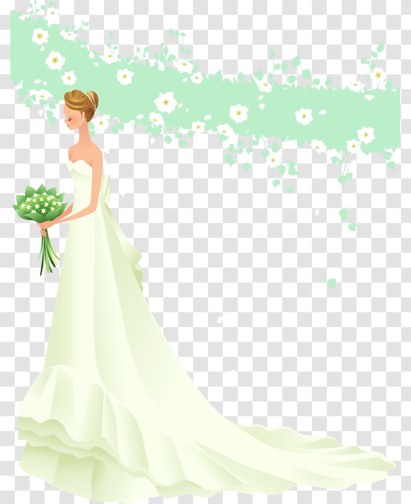 Bride Wedding Dress - Frame - Sideways Vector Material Transparent PNG