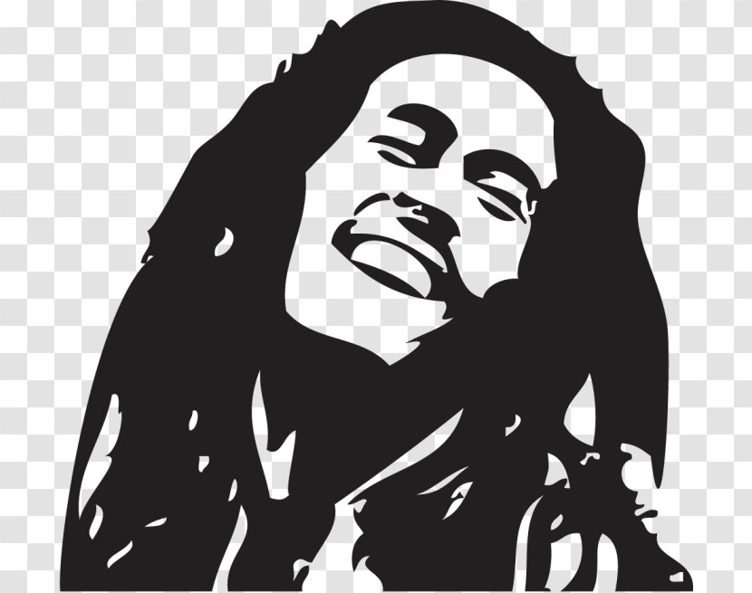 Bob Marley Stencil Reggae - Black Transparent PNG