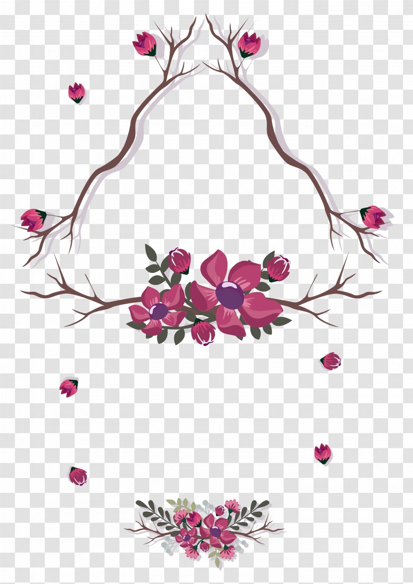 Purple Flower Tree Branches Decorative Pattern - Us - Coreldraw Transparent PNG