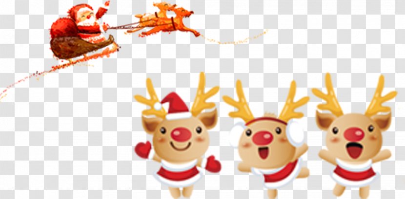 Reindeer Santa Claus Christmas Cartoon - Elk Pattern Transparent PNG