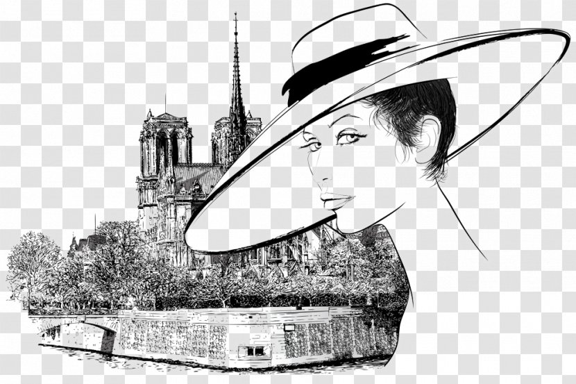 Notre-Dame De Paris Eiffel Tower Seine Royalty-free - Cartoon - Hat Beauty Transparent PNG