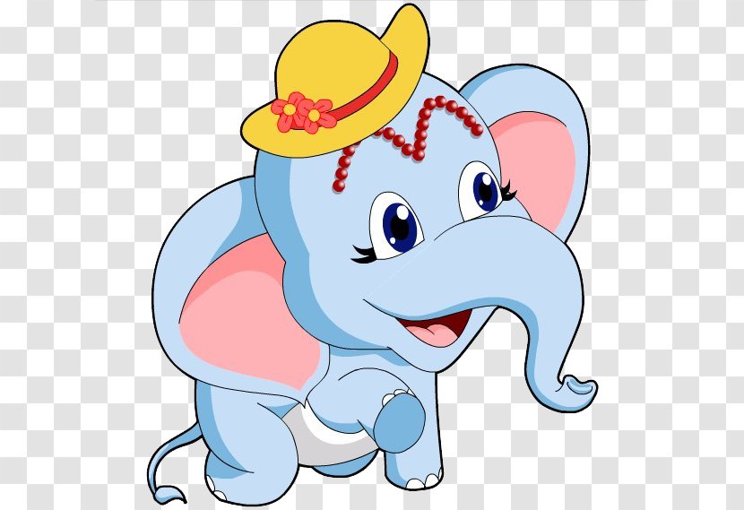 Straw Hat Blue - Watercolor - Elephant Transparent PNG